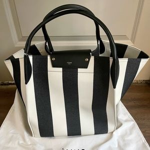 Authentic New Celine Stripe Black White Large Bag Tote
